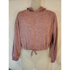 Born Primitive Womens Pink Hooded Hang Dry Cropped Athletic Shirt Size S